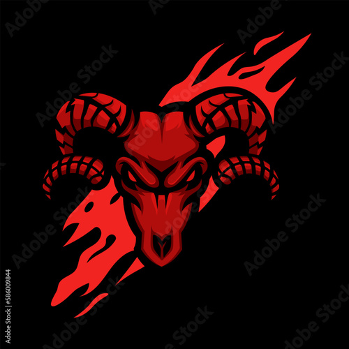 Red Skull Goat eSport Logo Design Vector