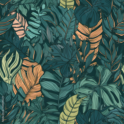 Seamless Pattern - Luxury Jungle Flora - Generative AI