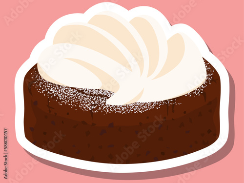 ステッカー風ガトーショコラ　生クリームたっぷりのせ