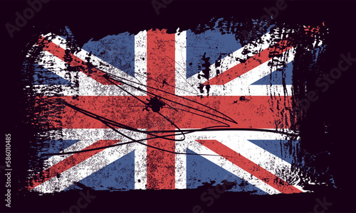 vector illustration British flag, The Great Britain flag painted on grunge metal for banner and poster