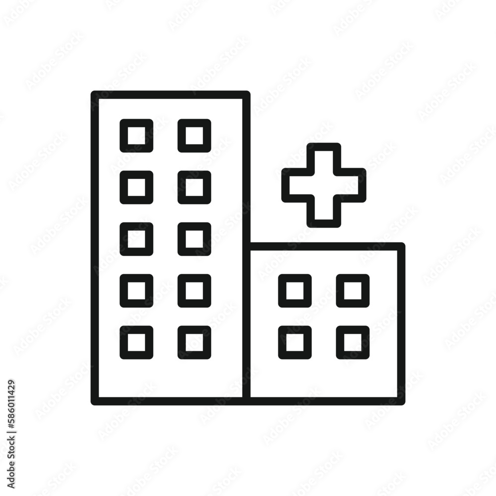 Editable Icon of Hospital, Vector illustration isolated on white background. using for Presentation, website or mobile a