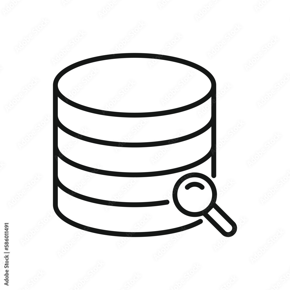 Editable Icon of Search Database, Vector illustration isolated on white background. using for Presentation, website or mobile a Editable Icon of Search Database, Vector illustration isolated on white background. using for Presentation, website or mobile a