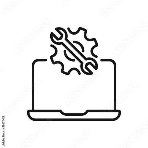 Editable Icon of Laptop Setup, Vector illustration isolated on white background. using for Presentation, website or mobile app