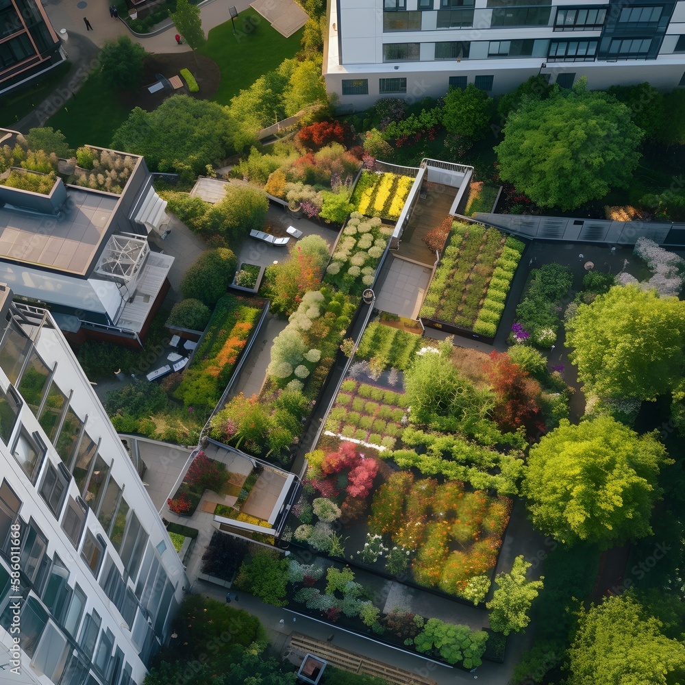aerial shot ogf amazing garden in the city, ai aerial shot ogf amazing garden in the city, ai