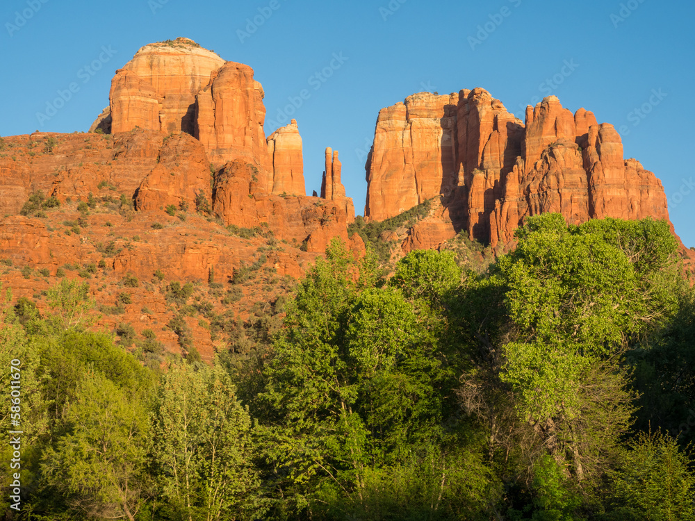 Cathedral Rock at sunset, view from Crescent Moon Ranch picnic site - Sedona, USA
