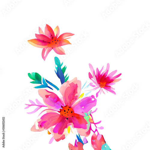 cute watercolor flower generative ai