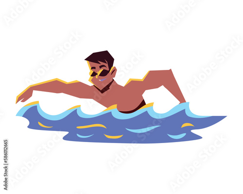 man swimming in the sea