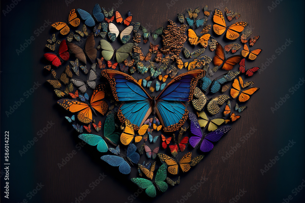 knolling butterflies in the shape of a heart Generative AI knolling butterflies in the shape of a heart Generative AI