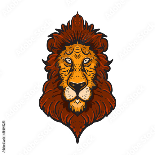Abstract hand drawn cute male lion head