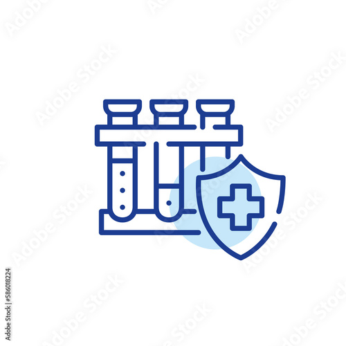Bloodwork lab patient testing covered by medical insurance. Pixel perfect, editable stroke line icon