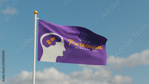 World Parkinson disease Day flag. Alzheimer's Disease. mental health. brain cancer. down syndrome