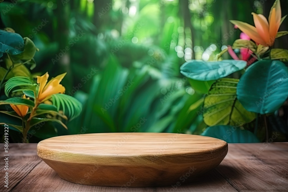 rustic wooden bowl on a wooden table created with Generative AI technology rustic wooden bowl on a wooden table created with Generative AI technology