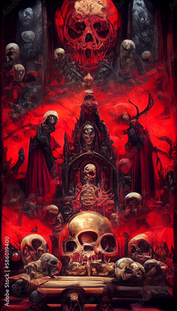 death metal altar of death red skulls Generative AI