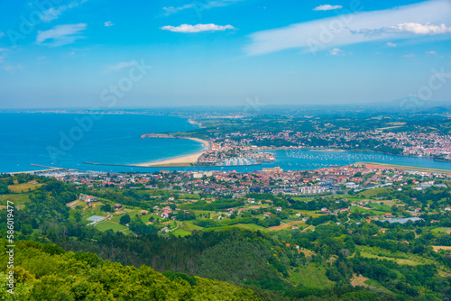 Panorama view of Irun and Hendaye towns at border between Spain and France