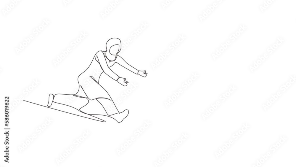 Animated self drawing of continuous line draw Arabian businesswoman chasing money bag dollar run away. Concept of achieving goals, striving success, running for money. Full length one line animation Animated self drawing of continuous line draw Arabian businesswoman chasing money bag dollar run away. Concept of achieving goals, striving success, running for money. Full length one line animation
