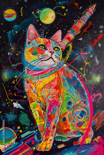 Cat on the space, generative ai