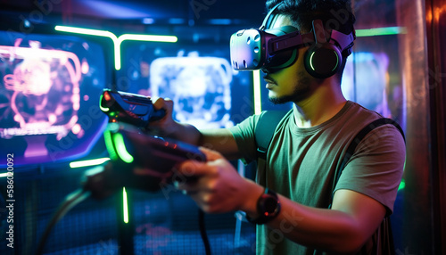 Male Playing in Virtual Reality