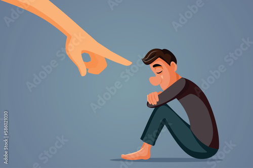 Misandrist Person Accusing a Man Unjustly Vector Concept Illustration. Sexism and prejudice against a male victim
