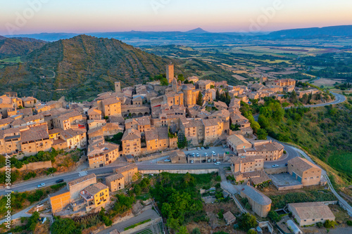 Sunrise panorama view of Spanish village Sos del Rey Catolico photo