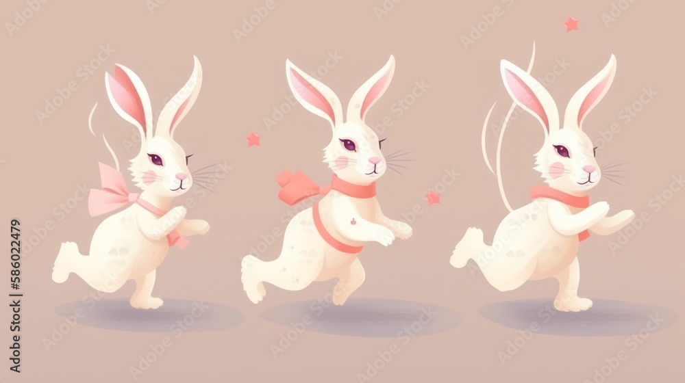 Rabbit in Easter day with flowers, cute animals illustration Rabbit in Easter day with flowers, cute animals illustration