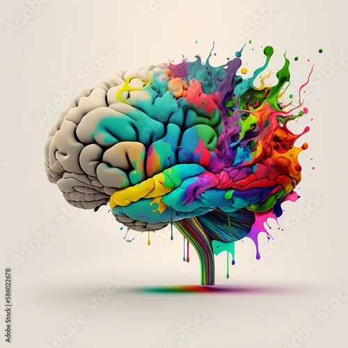 AI generation of brain with a creative twist colourful