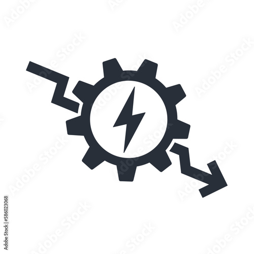 Decrease in energy intensity. Energy saving.Vector linear icon isolated on white background