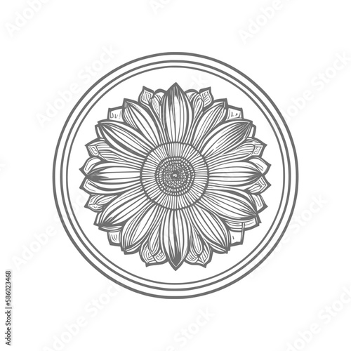 Wonderful flower. Vector illustration. Coloring book page for adults. Black and white line. Love bohemia concept for wedding invitation cards  branding  Coloring page  and label.