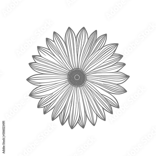 Wonderful flower. Vector illustration. Coloring book page for adults. Black and white line. Love bohemia concept for wedding invitation cards, branding, Coloring page, and label.