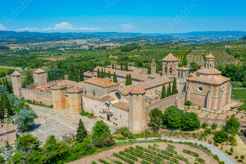 Aerial view of Monastery of Santes Creus in Spain photo