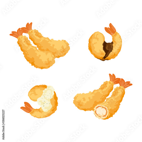 Set of Tempura. Japanese Food. Vector Illustration