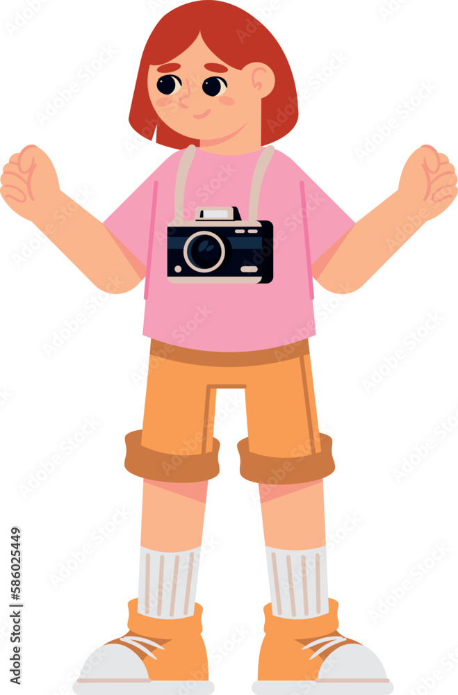 tourist girl with camera tourist girl with camera