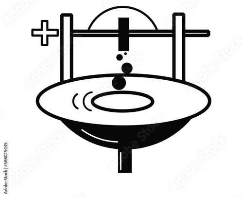 Kitchen Sink Icon, Kitchen Accessories With Water Tap Used For Washing Dishes, Preparing Food Vector Art Illustration