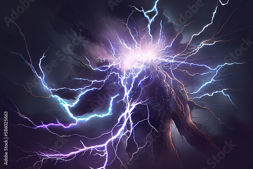 Lightning, realistic. Generative Ai