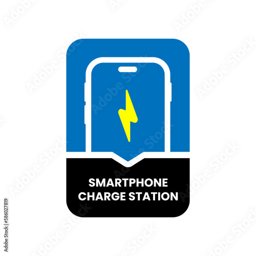 Smartphone charging station sign icon concept illustration flat design editable vector eps10