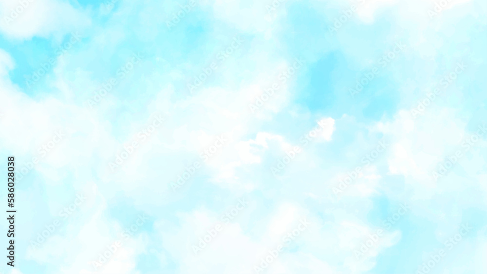 Soft watercolor blue sky with white cloud