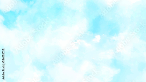 Soft watercolor blue sky with white cloud