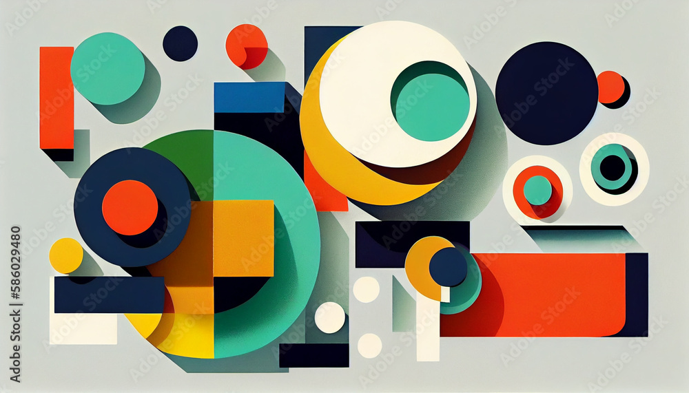 Generative AI, Simplicity in Color: A Bold and Eye-Catching Geometric Composition Generative AI, Simplicity in Color: A Bold and Eye-Catching Geometric Composition