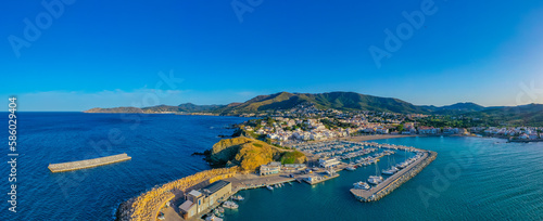 Panorama of marina at Llanca in Spain photo