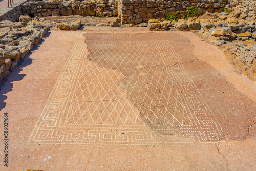 Ancient mosaic at ancient site Empuries in Catalunya, Spain