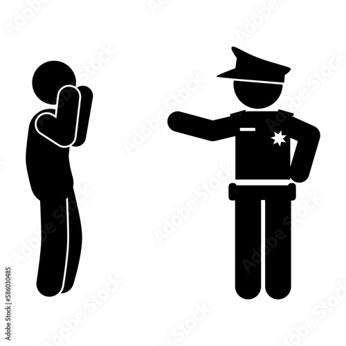 police arrest criminals. Policeman icon. Simple illustration of policeman vector. criminals in prison
