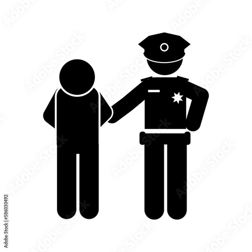 police arrest criminals. Policeman icon. Simple illustration of policeman vector. criminals in prison

