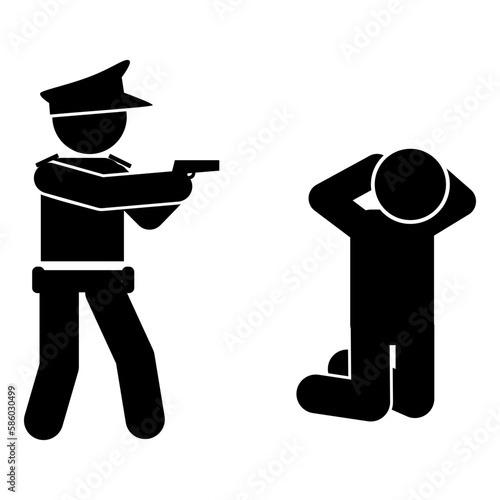 police arrest criminals. Policeman icon. Simple illustration of policeman vector. criminals in prison
