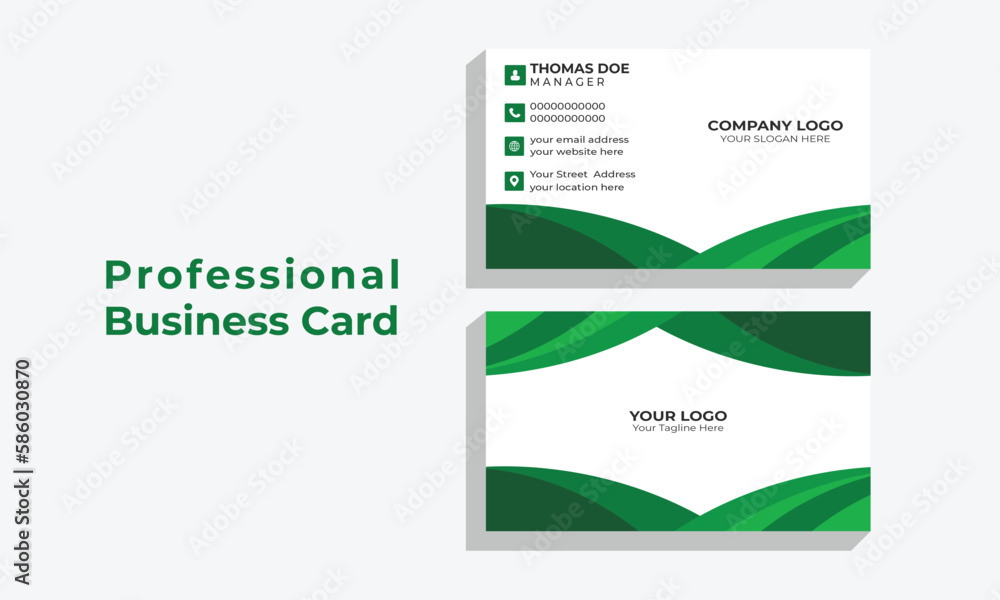 Modern presentation card with company logo.
Double-sided creative business card template.