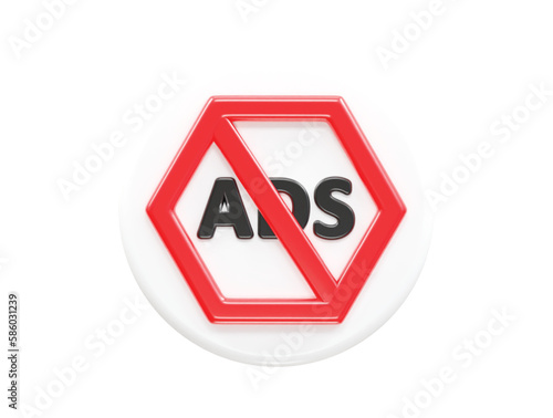 Ad blocker icon 3d rendering vector illustration transparent element