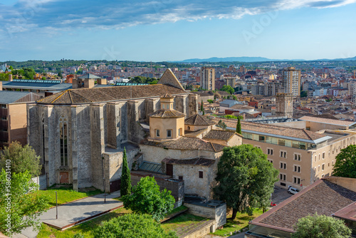 Panorama view of church of Sant Domenec in Spanish town Girona photo