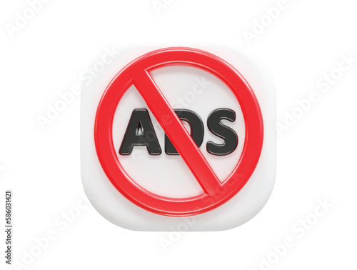Ad blocker icon 3d rendering vector illustration transparent element