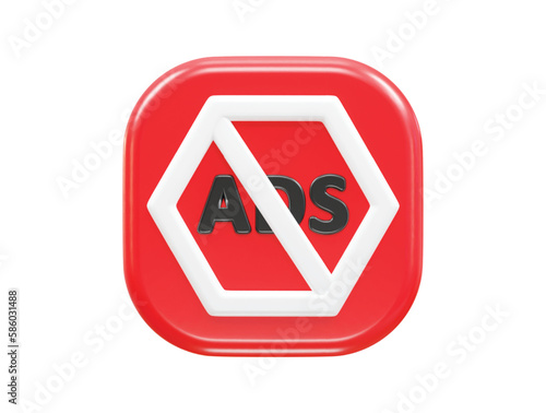 Ad blocker icon 3d rendering vector illustration transparent element
