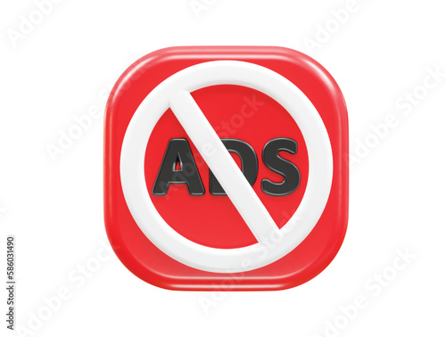 Ad blocker icon 3d rendering vector illustration transparent element