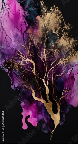 abstract purple and gold texture background, made with generated ai