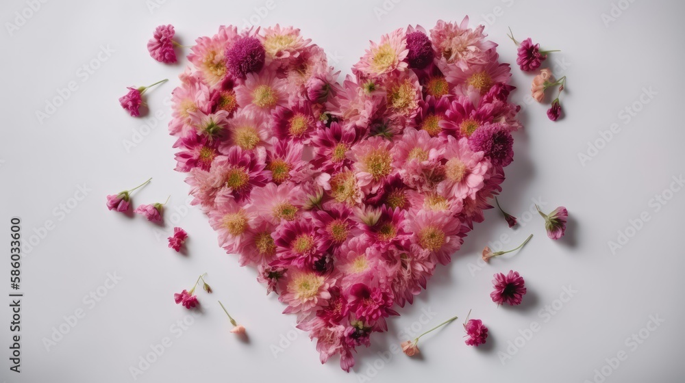 Flower in the shape of a big heart, made with generated ai Flower in the shape of a big heart, made with generated ai